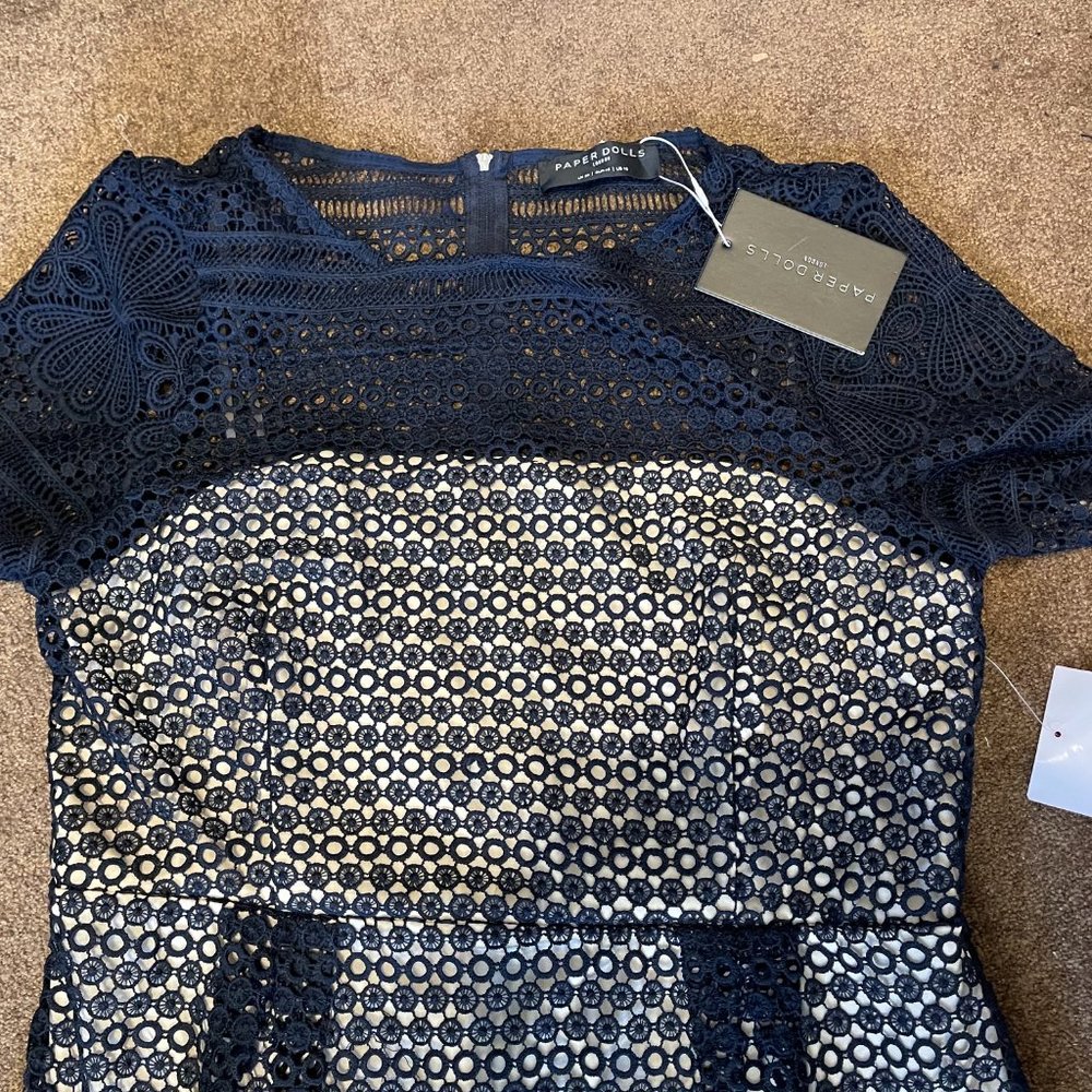 Paper Dolls London Navy Overlay Dress - Picture 6 of 8
